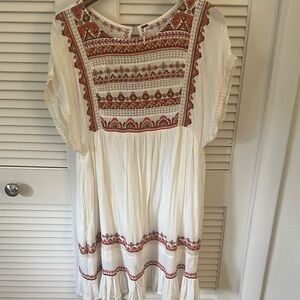 Bohemian Embroidered White Dress